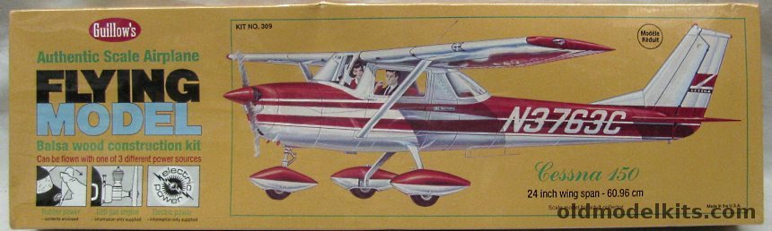 Guillows 1/16 Cessna 150 - 24 Inch Wingspan Flying Model, 309 plastic model kit